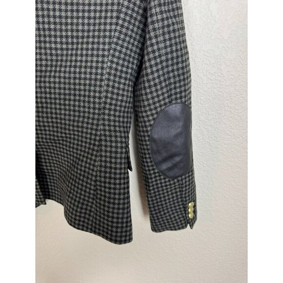 J.Crew Women's Blazer Jacket Size 2 Wool Houndstooth Elbow Patches preppy - Picture 10 of 11
